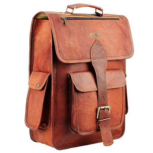 HULSH 16 Inch Genuine Leather Backpack for Women and Mens Leather backpack and Leather laptop backpack for Women | Leather backpack for men Perfect mens backpack for daily use Retro backpack Vintage