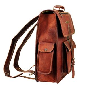 HULSH 16 Inch Genuine Leather Backpack for Women and Mens Leather backpack and Leather laptop backpack for Women | Leather backpack for men Perfect mens backpack for daily use Retro backpack Vintage