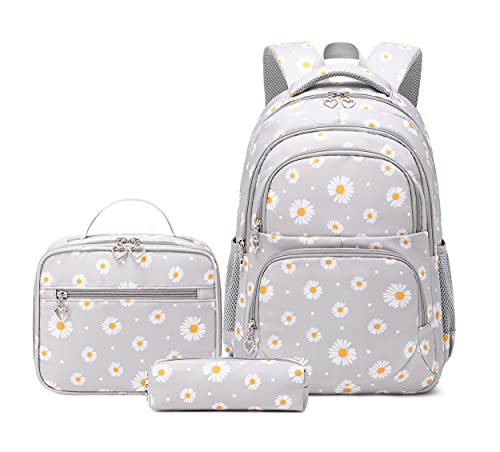 3Pcs Daisy Prints Backpack Sets Kids Bookbag Primary School Daypack Elementary Students Knapsack for Teens Girls