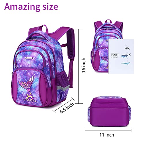 Kids Backpack for Girls Preschool Elementary Kindergarten Mermaid School Bag 15.6″ Multifunctional Cute Large Capacity