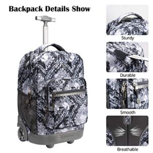WEISHENGDA 18 inches Wheeled Rolling Backpack for Boys and Girls School Student Books Laptop Travel Trolley Bag, Gray