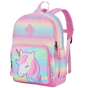 vaschy unicorn backpack for little girls, cute rainbow glitter lightweight water resistant preschool backpack for kids,toddlers kindergarten school bag