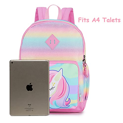 VASCHY Unicorn Backpack for Little Girls, Cute Rainbow Glitter Lightweight Water Resistant Preschool Backpack for Kids,Toddlers Kindergarten School Bag