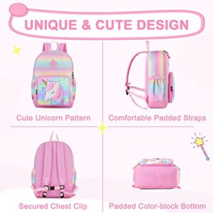 VASCHY Unicorn Backpack for Little Girls, Cute Rainbow Glitter Lightweight Water Resistant Preschool Backpack for Kids,Toddlers Kindergarten School Bag