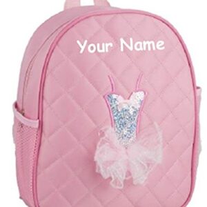 Princess Personalized Quilted Pink Tutu Themed Backpack Dance Bag - 12 Inches