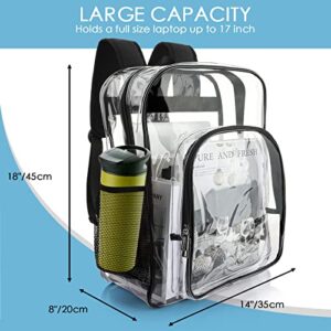 Nausear Clear Backpack Heavy Duty Large PVC Transparent Backpack See Through Backpack for School, Sports, Work, Stadium, Security, Travel, College - H18''xW14''xD8