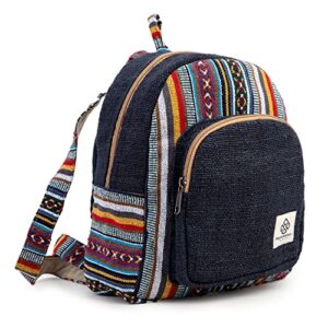 mini hemp backpack bag – blue boho eco friendly unisex rustic durable by freakmandu