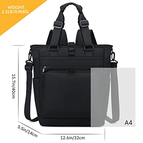 mygreen Laptop Backpack 15.6 Inch Stylish School Computer Backpack Messenger Tote Bag Water Repellent College Casual Daypack with Headphone Hole Travel Business Work Bag for Men Black