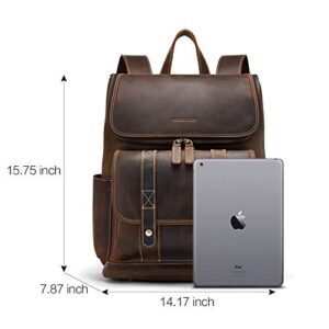 BOSTANTEN Leather Backpack for Men 15.6 inch Laptop Backpack Vintage Travel Office Bag Large Capacity School Shoulder Bag