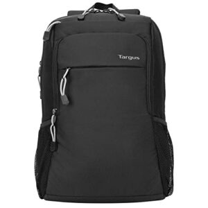 targus intellect advanced laptop backpack for lightweight water-resistant slim travel with padded back support, quick access stash pouch, protective sleeve for 15.6-inch, black (tsb968gl)