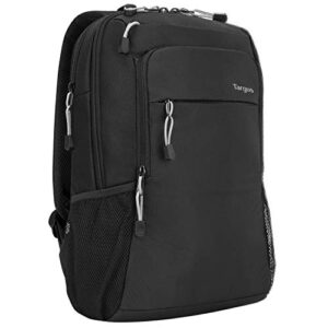 Targus Intellect Advanced Laptop Backpack for Lightweight Water-Resistant Slim Travel with Padded Back Support, Quick Access Stash Pouch, Protective Sleeve for 15.6-Inch, Black (TSB968GL)