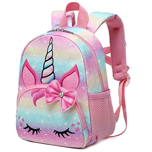 OctSky Unicorn Toddler Backpack Girls Mini Backpack for Kids, Lightweight Preschool Backpack for Kindergarten Little Girls Bookbag With Chest Strap Mini