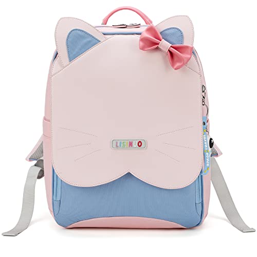 AUOBAG Kids Backpacks Girls Backpack Kitten Girl Bookbag Suitable for Elementary School (Blue)