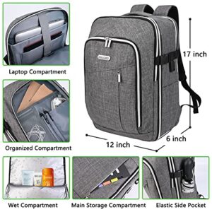 HXLGMD Large Travel Backpack for Women Men, Carry On Backpack Flight Approved, Water Resistant Luggage Daypack with Shoe Compartment Business Weekender Overnight Computer Bag Fits for 17 Inch Laptop