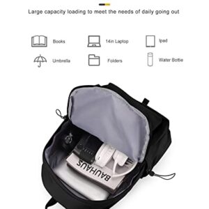 VECAVE School Backpack Black Waterproof Bookbag Casual Lightweight Travel Rucksack Daypack Backpacks for Men Women College High School Bags backpack For Boys Girls Teens