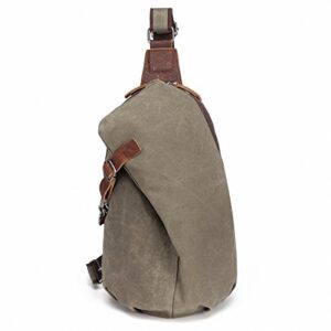 aotian unisex sling backpack waxed canvas crossbody bag 10 liters, army green