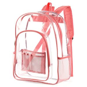 keepcross pink clear backpack for women girls,heavy duty clear bookbags for school college work security