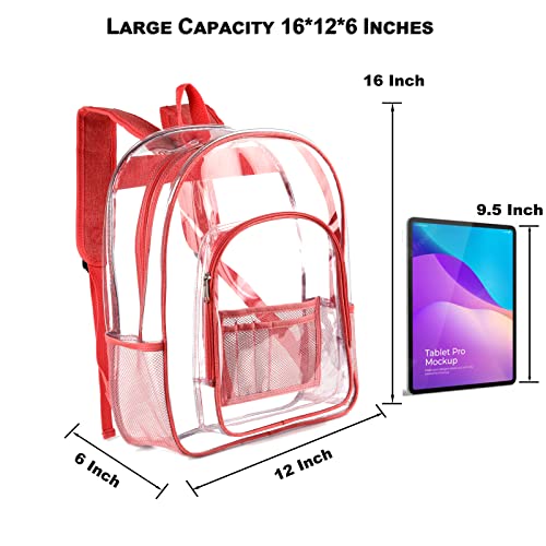 Keepcross Pink Clear Backpack for Women Girls,Heavy Duty Clear Bookbags for School College Work Security