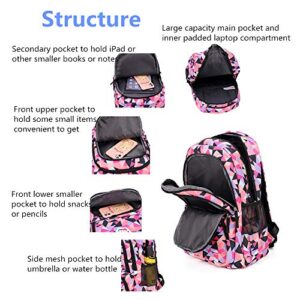 Geometric-Print Backpack School-Bag for Girls-Boys Middle-School Elementary Bookbags, Backpack for Girls 10-12