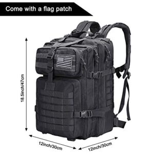 Prospo 40L Military Tactical Shoulder Backpack Assault Survival Molle Bag Pack Fishing Backpack for Tackle Storage (Black)