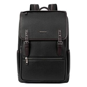 cluci men genuine leather backpack 15.6 inch laptop backpack business travel large vintage office bag flap shoulder bags black