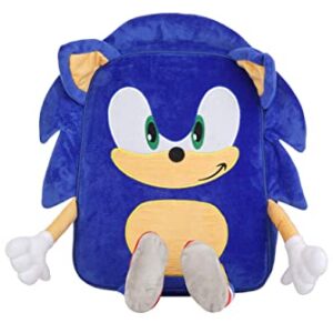 AI ACCESSORY INNOVATIONS Sonic The Hedgehog Backpack for Boys, Plush Padded Bookbag with Adjustable Shoulder Straps, Sonic Schoolbag with 3D Arms, Legs and Ears, Durable School Bag for Kids, Blue