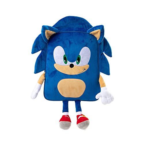 AI ACCESSORY INNOVATIONS Sonic The Hedgehog Backpack for Boys, Plush Padded Bookbag with Adjustable Shoulder Straps, Sonic Schoolbag with 3D Arms, Legs and Ears, Durable School Bag for Kids, Blue