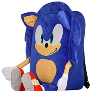 AI ACCESSORY INNOVATIONS Sonic The Hedgehog Backpack for Boys, Plush Padded Bookbag with Adjustable Shoulder Straps, Sonic Schoolbag with 3D Arms, Legs and Ears, Durable School Bag for Kids, Blue