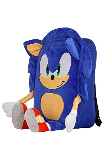 AI ACCESSORY INNOVATIONS Sonic The Hedgehog Backpack for Boys, Plush Padded Bookbag with Adjustable Shoulder Straps, Sonic Schoolbag with 3D Arms, Legs and Ears, Durable School Bag for Kids, Blue