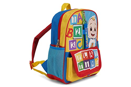 AI ACCESSORY INNOVATIONS Cocomelon JJ's Playtime Interactive Mini Backpack for Boys and Girls, Pre-school Schoolbag with Padded Back and Adjustable Straps, Versatile 12”