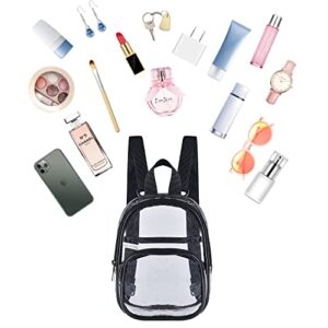 USPECLARE Clear Mini Backpack with Size 7.5"x2.8"x9" for Girls , Waterproof Small Clear Backpack for Security Travel, Concert & Sport Events(Black)
