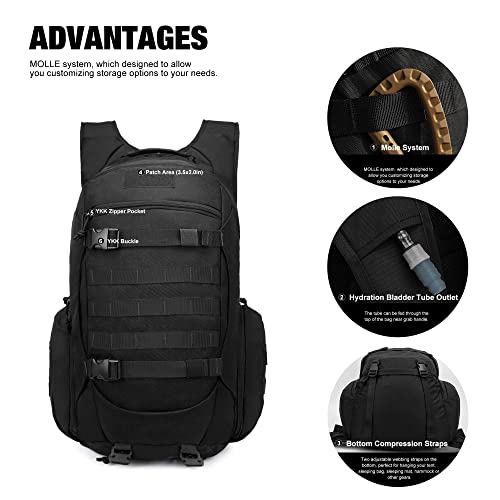 Mardingtop Tactical Backpack, Black, 52cm