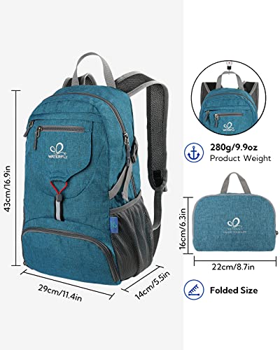 WATERFLY small lightweight packable backpack: 20l ultra-light foldable travel hiking daypack 29 liter fold hike camping day pack for man and woman