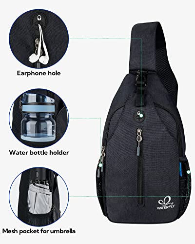 WATERFLY Sports Crossbody Sling Backpack Sling Bag Chest Bag Daypack for Cycling Hiking Running Men Women