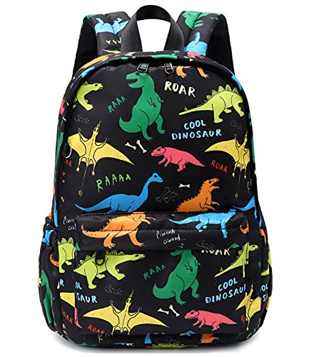 Ecodudo Little Kids Dinosaur Backpacks for Toddler Boys Preschool Backpack With Chest Strap (Colorful Dinosaur)
