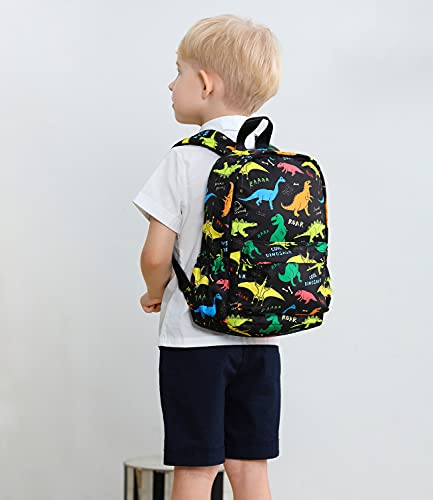 Ecodudo Little Kids Dinosaur Backpacks for Toddler Boys Preschool Backpack With Chest Strap (Colorful Dinosaur)