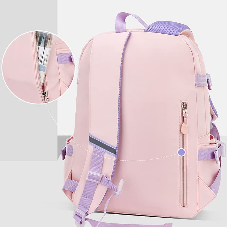 Cute Backpack Travel Bookbag for Women & Men Boys Girls School College Students Backpack Durable Water Resistant Pink-B Large