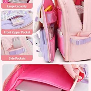 Cute Backpack Travel Bookbag for Women & Men Boys Girls School College Students Backpack Durable Water Resistant Pink-B Large