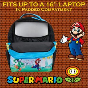 SUPER MARIO Nintendo’s Backpack for Boys & Girls, School Bag with Front and Side Pockets, Durable Gaming Bookbag with Padded Mesh Back and Adjustable Mesh Straps