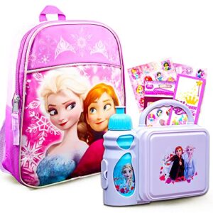 disney frozen mini backpack and lunch box bundle with stickers, 11″ (frozen preschool toddler set)