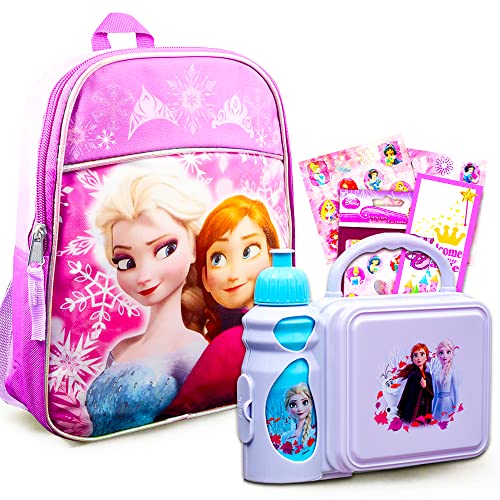 Disney Frozen Mini Backpack and Lunch Box Bundle with Stickers, 11" (Frozen Preschool Toddler Set)