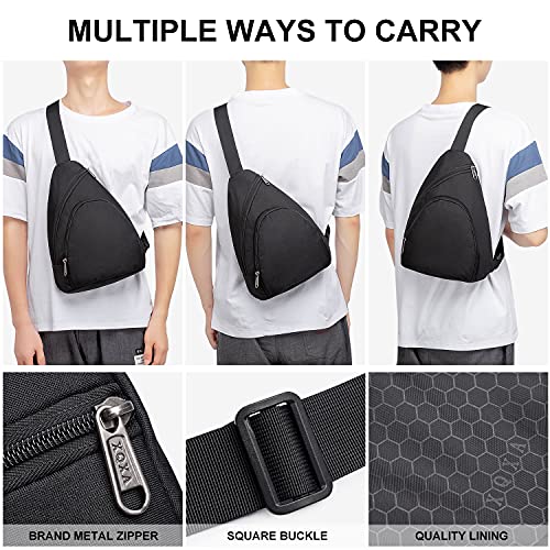 XQXA Sling Bag for Men Lightweight Crossbody Bag Men Hiking Chest Bag Casual Daypack Backpacks Multipurpose One Shoulder Outdoor Travel Bag Phone Bag for Women - Black