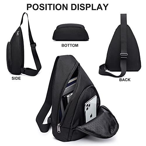 XQXA Sling Bag for Men Lightweight Crossbody Bag Men Hiking Chest Bag Casual Daypack Backpacks Multipurpose One Shoulder Outdoor Travel Bag Phone Bag for Women - Black