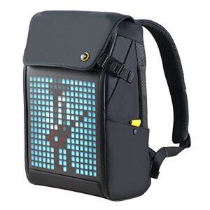 divoom led display laptop backpack with app control, 17 inch cool diy pixel art animation fashion backpack, unique gift for men or women