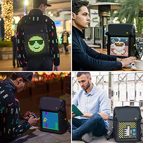 Divoom LED Display Laptop Backpack with App Control, 17 Inch Cool DIY Pixel Art Animation Fashion Backpack, Unique Gift for Men or Women