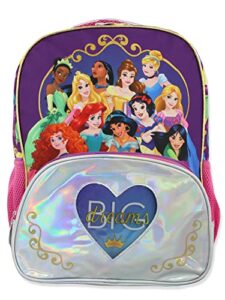 disney princess girl’s 16 inch school backpack bag (one size, purple/pink)