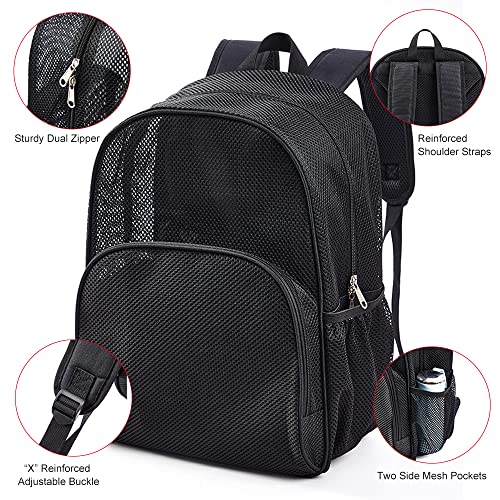 COVAX Heavy Duty Mesh Backpack, See Through College Student Backpack