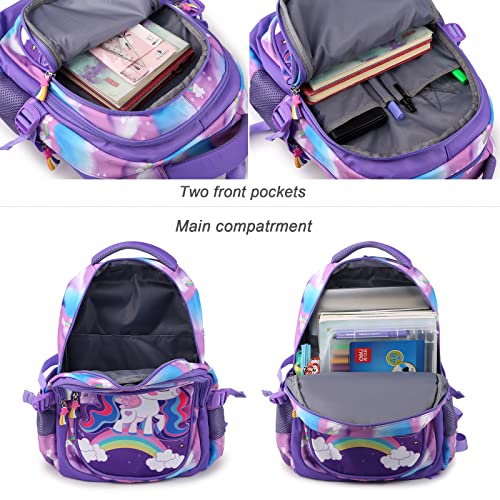 Wisiley Kids Backpack 16 in Multifunctional Large Capacity Unicorn School Backpack for Girls Cute Lightweight Toddler Schoolbag with Bottle Side Pockets Preschool Girls Elementary Leisure Schoolbag
