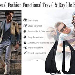 CAISANG Sling Bag Slim Crossbody Personal Pocket Chest Bag Anti-Thief Shoulder Bag Backpack Casual Daypack Fanny Pack for Travel Hiking