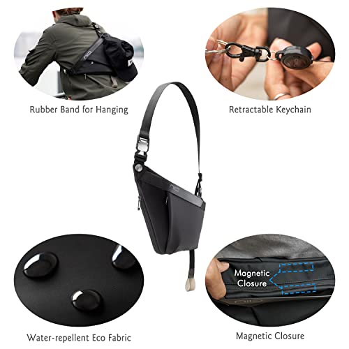 NIID-FINO F4 Sling Bag Lightweight Slim Crossbody Bag for Men Anti-theft Chest Shoulder Backpack Waterproof Sleek Casual Daypack for Travel Outdoor Hiking Biking (Excluding Mask Pack)